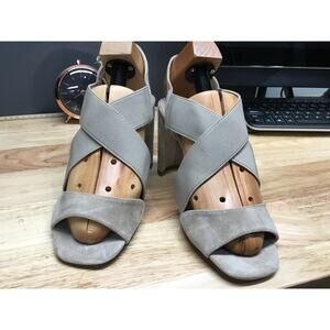 Pelle Moda Nylon Sandals Women's 9.5 Beige Slingback Classic Platform Heels